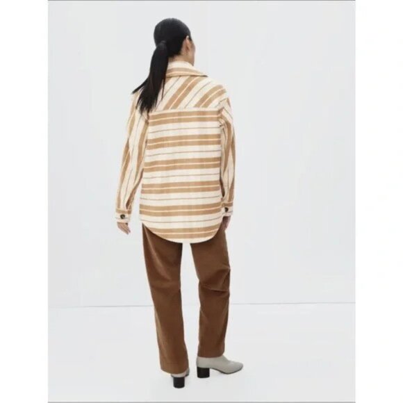 Everlane The Oversized Camel Plaid Button Shirt Jacket Shacket - Picture 4 of 11